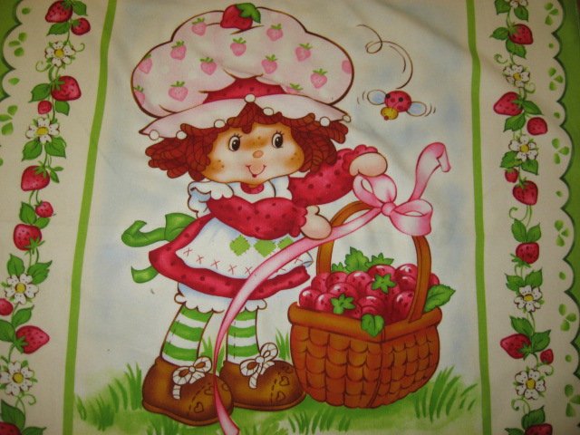 Image 1 of Strawberry Shortcake basket  child soft Flannel blanket finished edge