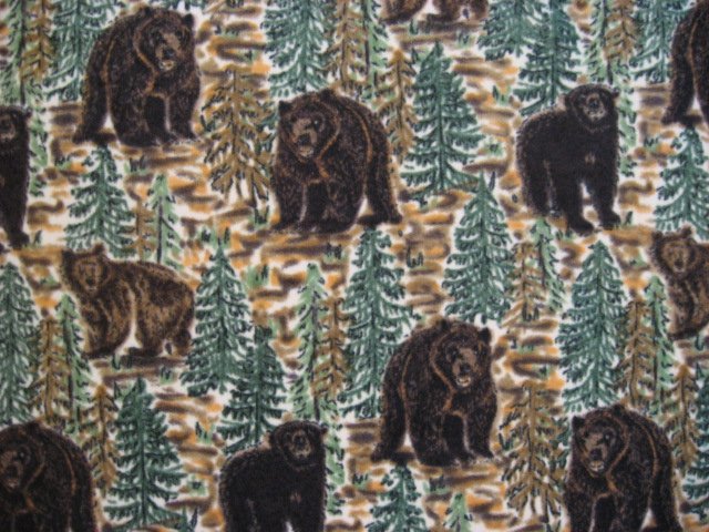 Bears in Pine Forest soft fleece bed blanket handmade guaranteed 60X70 long 