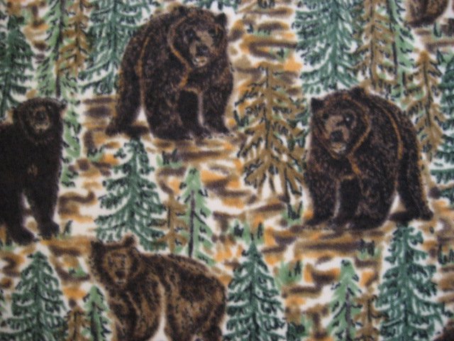 Image 1 of Bears in Pine Forest soft fleece bed blanket handmade guaranteed 60