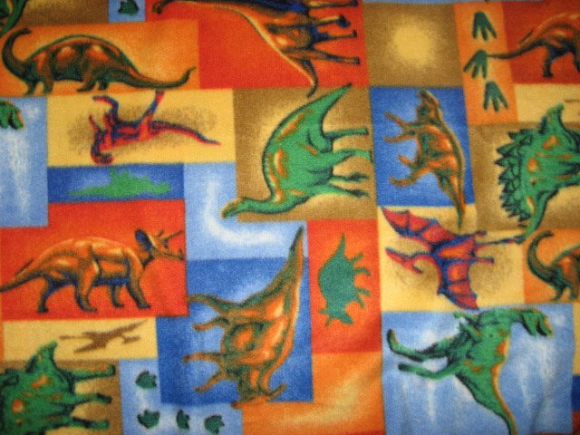 Dinosaur colorful fleece bed blanket 60X72 handmade