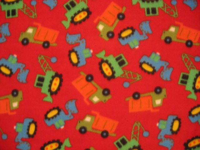 Construction Vehicles Red Twin Size Fleece bed Blanket 60X72 