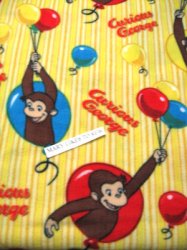 Thumbnail of Curious George and balloons child fleece bed blanket throw 60 X45 yellow