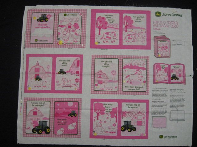 Image 0 of John Deere Shapes on the farm teacher Soft Book fabric Panel to sew /