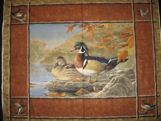 Image 1 of wood duck Mallard Duck birds river scenic sewing cotton Fabric wall panel /
