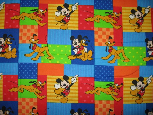 Disney Mickey Mouse and Pluto Cotton fabric by the fat quarter yard  Rare /
