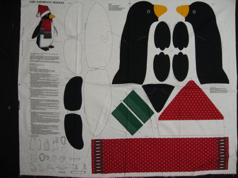 Christmas penguin 17 tall animal doll fabric Panel to sew and stuff