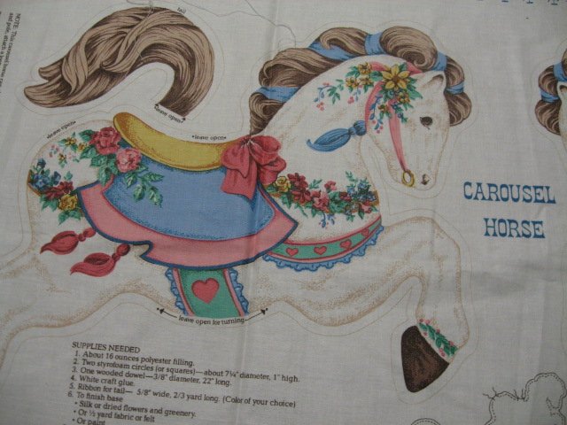 Carousel horse soft sculpture classic  fabric Panel to sew 