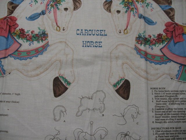 Image 4 of Carousel horse soft sculpture classic  fabric Panel to sew 