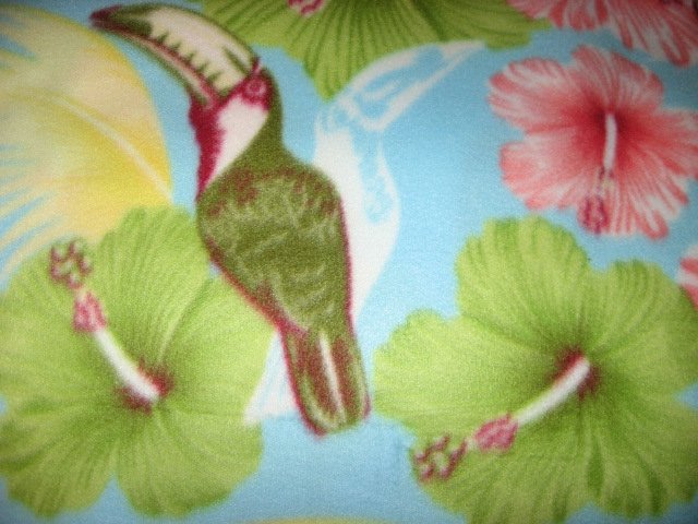 Image 1 of Toucans bids and Flowers fleece blanket