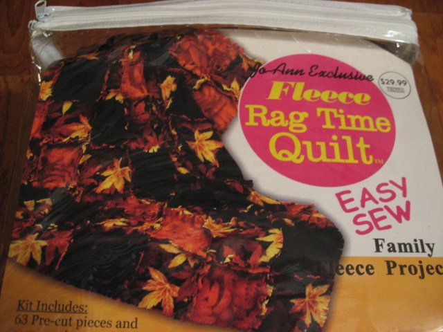 Image 0 of Fall Leafs Easy Sew Fleece rag time Quilt Kit