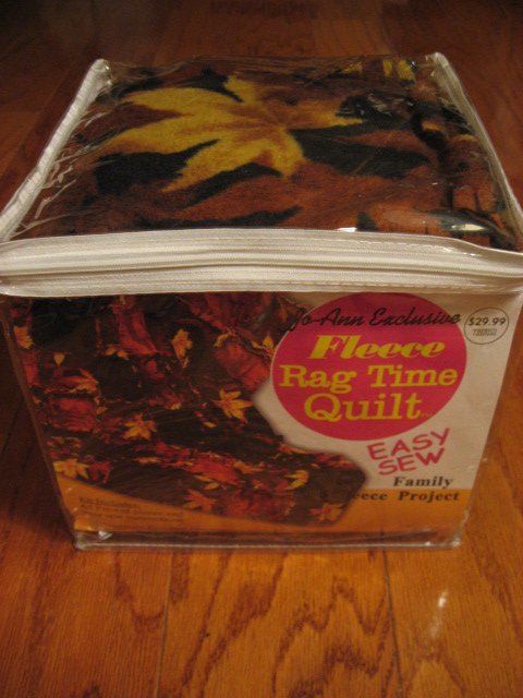 Image 1 of Fall Leafs Easy Sew Fleece rag time Quilt Kit
