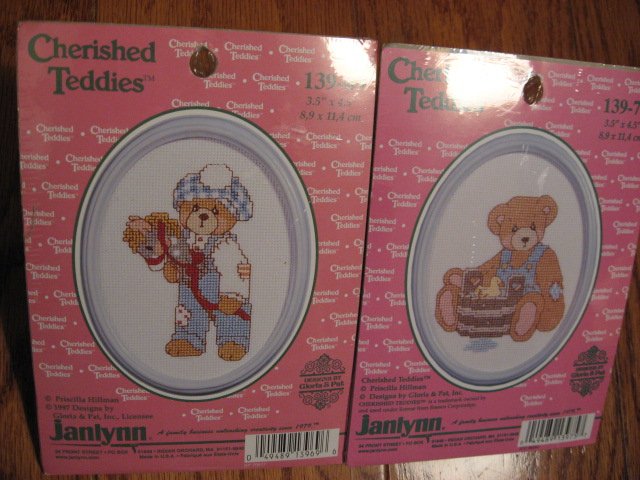 Two Cherished Teddies Counted Cross stitch Kits 3.5 X 4.5 each 