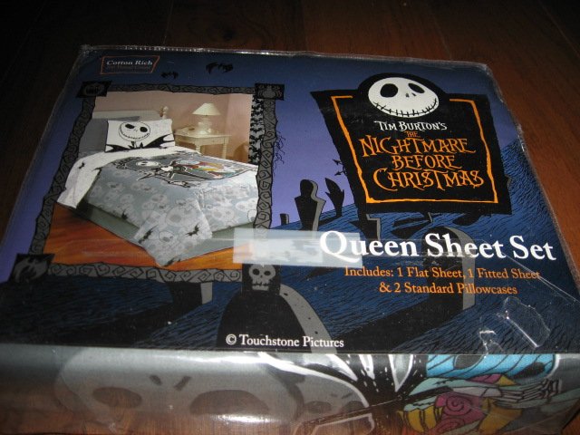 Disney Tim Burton's Nightmare Before Christmas Queen Sheet Set +two pillow cases