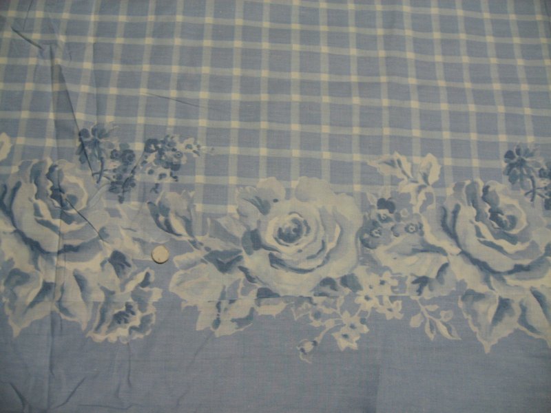 Daisy Kingdom Blue Bouquet de Fleur double border Cotton toile cotton fabric 
