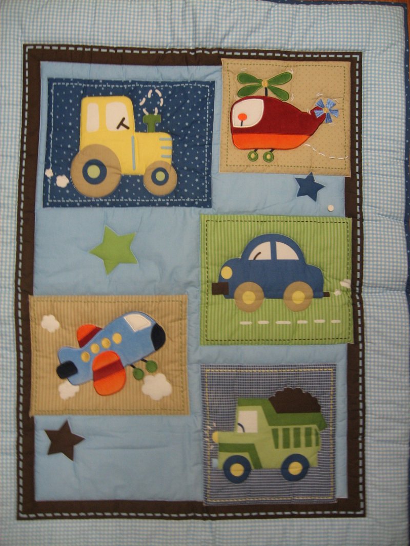 Image 0 of Transportation tractor Car Helicopter truck Child blanket crib Quilt for a boy