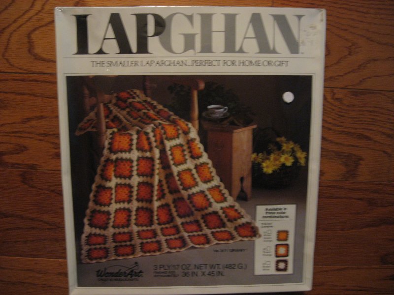 Image 0 of Granny crochet Lapghan Afghan kit  Fall colors Sealed unopened