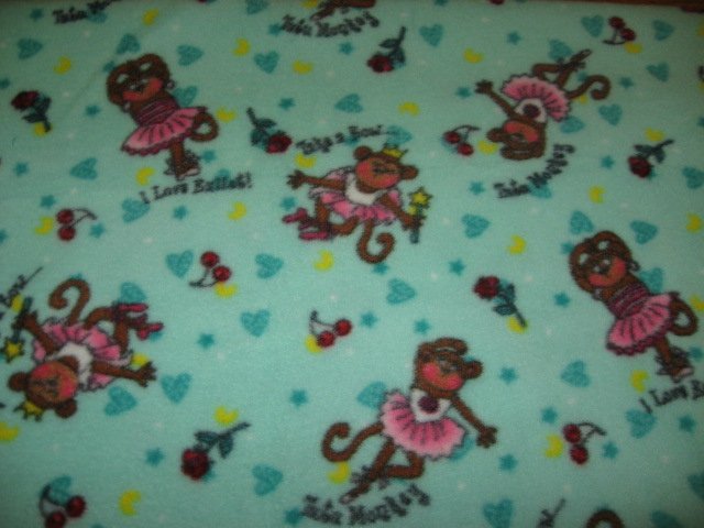 Ballet monkey in tutu Green Fleece Blanket or for toddler day care comfort