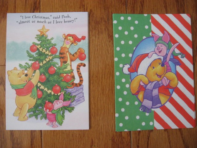 Image 3 of Lot of 24 Winnie the Pooh one box Assorted Holiday Christmas cards and envelopes