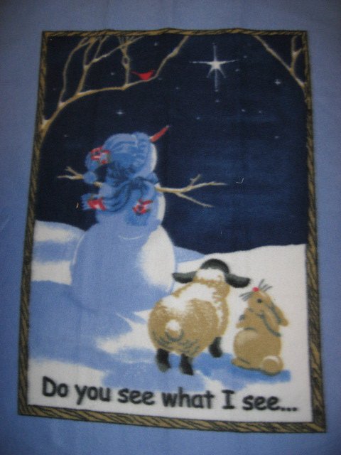 Image 0 of Star song Do You See What I See Snowman bunny Lamb Toddler fleece blanket