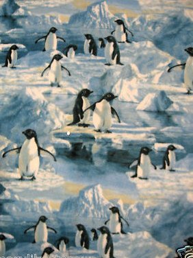 Penguin Penguins reflection water iceberg fleece blanket 46X60