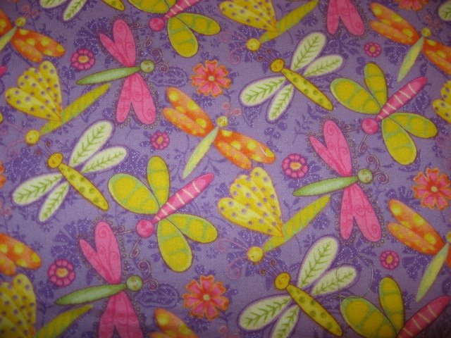 Image 0 of Dragonfly Lilac handmade flannel blanket for baby or toddler girl 