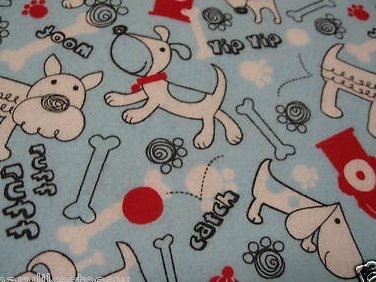 Puppies Receiving blue Flannel baby blanket or toddler daycare blankie