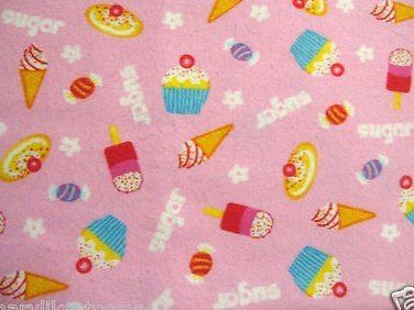 Image 0 of Cupcake Cookie Cone Sugar Baby or toddler daycare flannel blanket handmade new