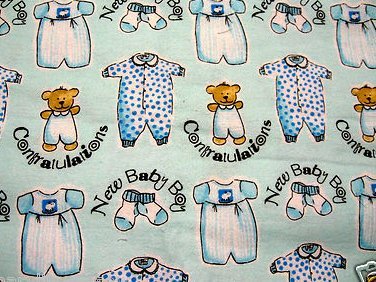 Dressed teddy bears and socks Flannel receiving blanket  for Baby boy 