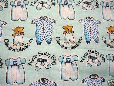 Image 0 of Dressed teddy bears and socks Flannel receiving blanket  for Baby boy 