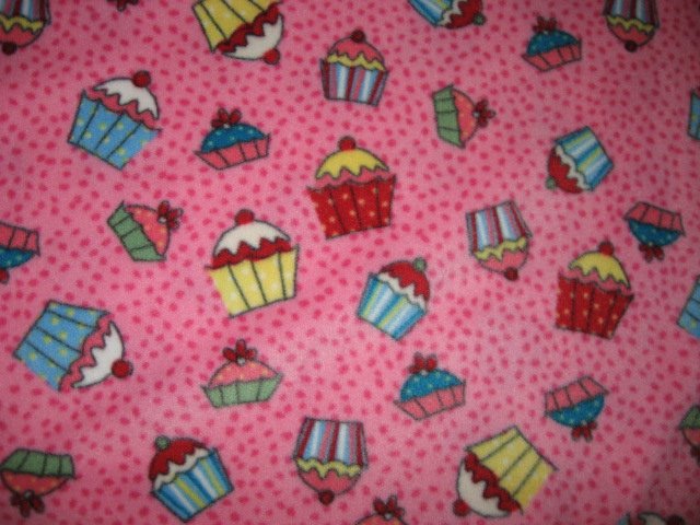 Cupcakes fleece baby blanket or toddler drag along daycare snuggle blankie