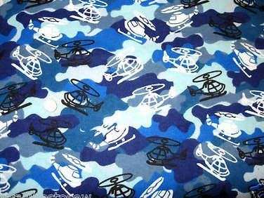 Helicopters blue camoflage Flannel baby blanket for Boy for Toddler daycare