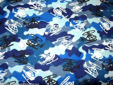 Image 0 of Helicopters blue camoflage Flannel baby blanket for Boy for Toddler daycare