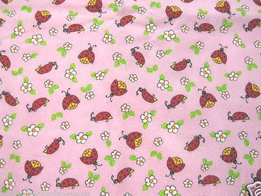Ladybug on a pink flannel baby Blanket or toddler drag along blankie