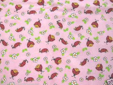 Image 0 of Ladybug on a pink flannel baby Blanket or toddler drag along 