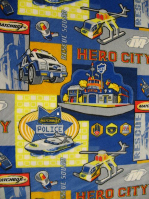 Helicopter rescue matchbox Fleece toddler Blanket or drag along comfort  29X45