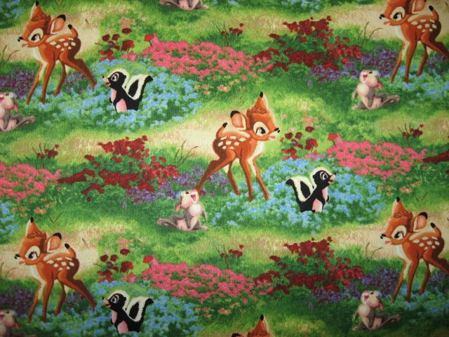 Image 0 of Thumper Bambi Flower Disney Thomas Kinkade 1 fat quarter fabric  