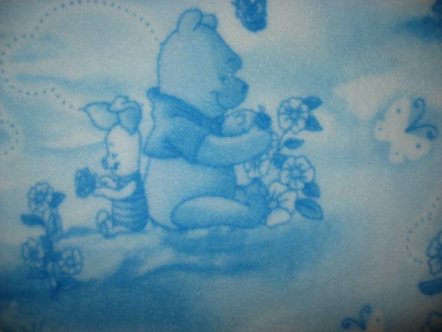 Image 1 of Winnie Pooh Piglet  toile fleece baby blanket Handmade with licensed fleece RARE