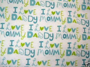 Image 0 of I love heart Mommy and Daddy Baby Boy Toddler Flannel Blanket 