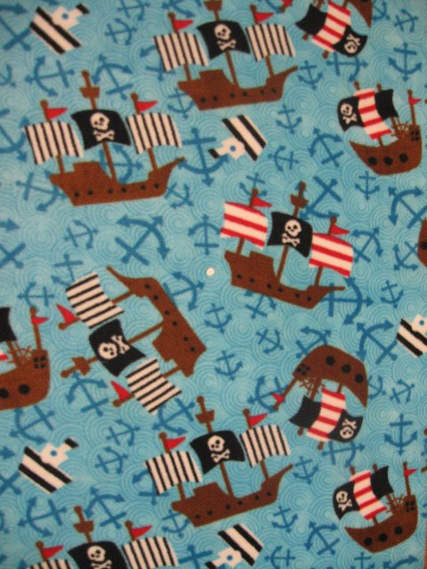 Image 0 of Pirate ship anchor skull cross bone flag fleece blanket