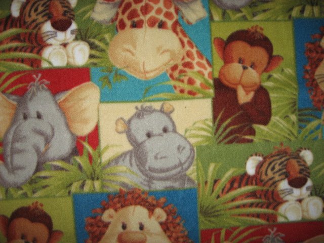 Jungle monkey elephant lion tiger Baby Blanket Handmade with licensed fleece  
