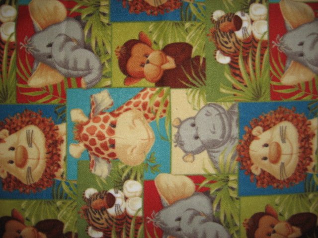 Image 1 of Jungle monkey elephant lion tiger Baby Blanket Handmade with licensed fleece  