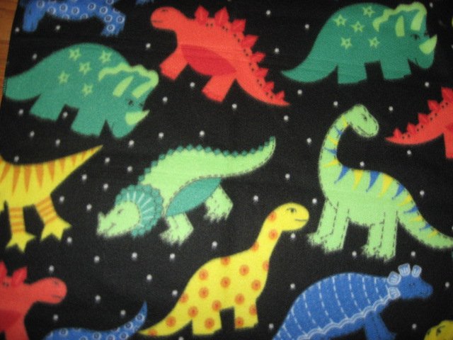 Image 0 of Dinosaur handmade black fleece Baby or Toddler blanket 3 feet 
