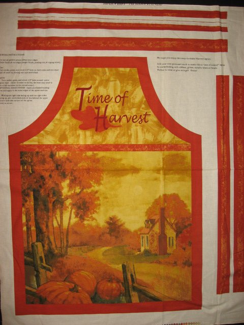 Image 0 of Pumpkin Harvest vintage house Thanksgiving dinner aprons one Apron Fabric to sew