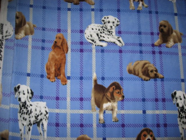 Image 1 of Dalmatian and Puppy child size or toddler fleece blanket