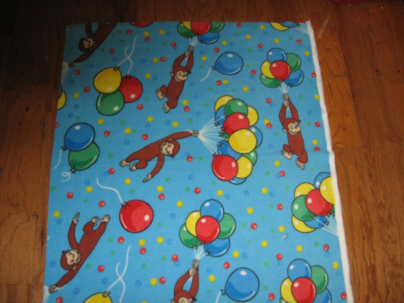 Curious George balloons Licensed handmade fleece baby blanket 29X36