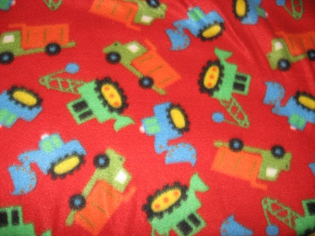 Earth mover truck red fleece baby blanket or Toddler day care comfort 29X36