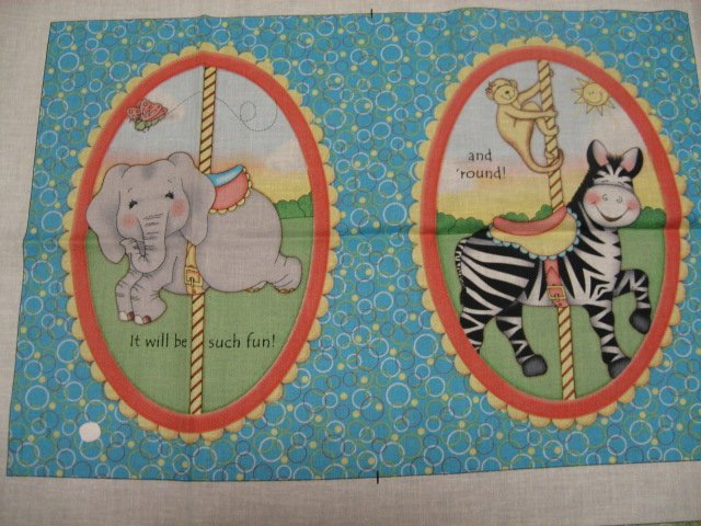 Image 1 of Bazooples merry go round animal giraffe zebra lion baby soft book fabric to sew/