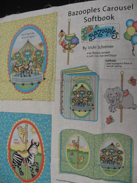 Image 2 of Bazooples merry go round animal giraffe zebra lion baby soft book fabric to sew/