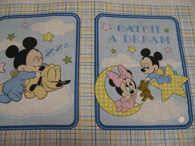 Image 1 of Mickey Mouse Disney  Catch a dream baby soft book panel or Quilt to sew /