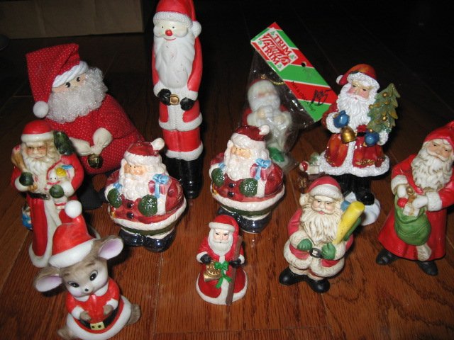 Image 0 of Christmas Santa figurines decorations and one salt and pepper shaker set